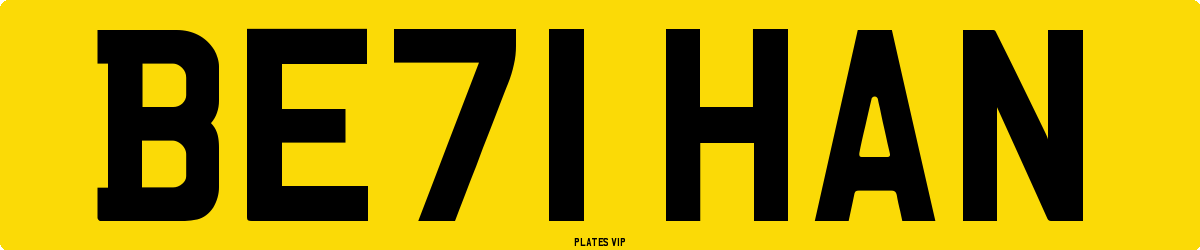 BE71 HAN Number Plate
