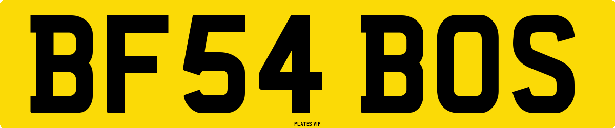 BF54 BOS Number Plate