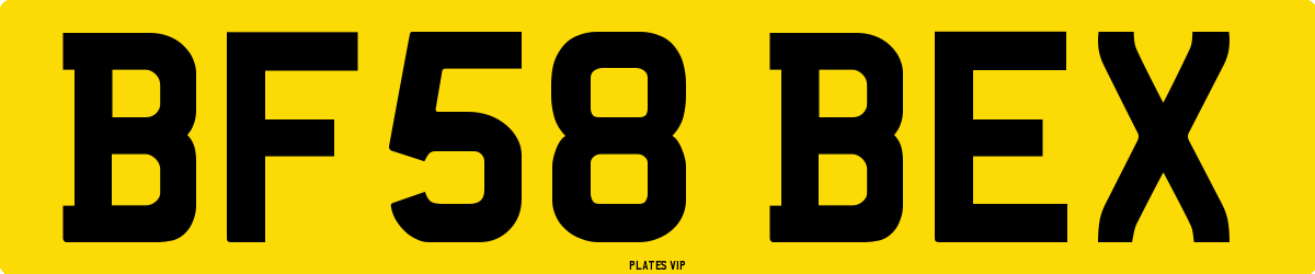 BF58 BEX Number Plate