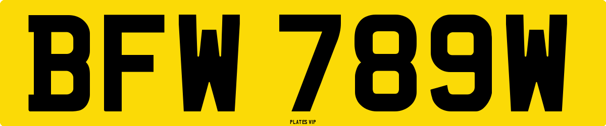 BFW 789W Number Plate