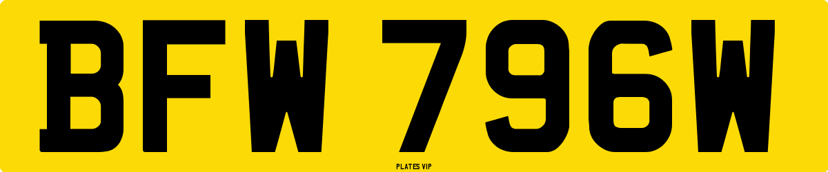 BFW 796W Number Plate