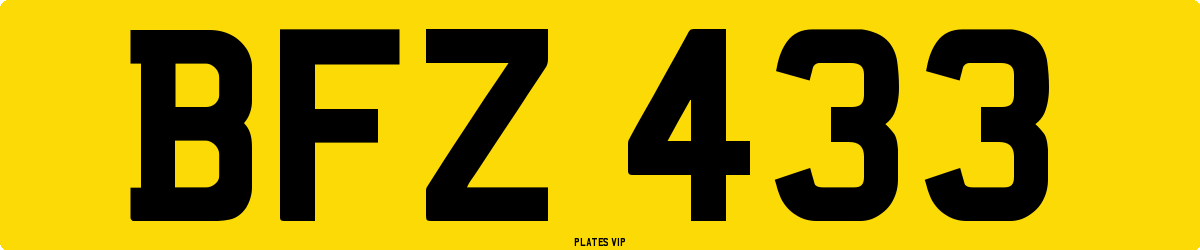 BFZ 433 Number Plate