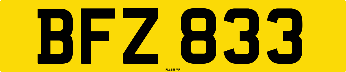 BFZ 833 Number Plate