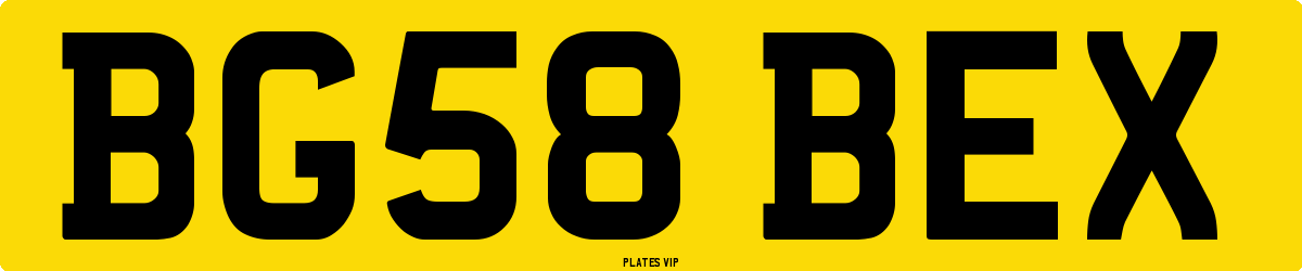 BG58 BEX Number Plate