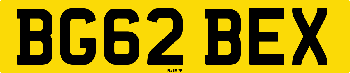 BG62 BEX Number Plate