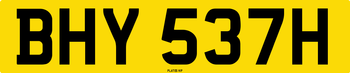 BHY 537H Number Plate