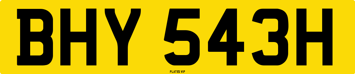 BHY 543H Number Plate