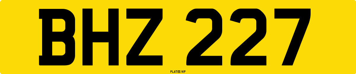 BHZ 227 Number Plate