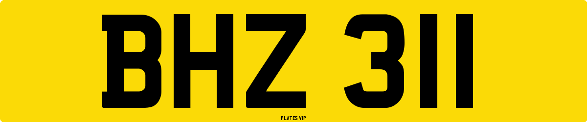 BHZ 311 Number Plate