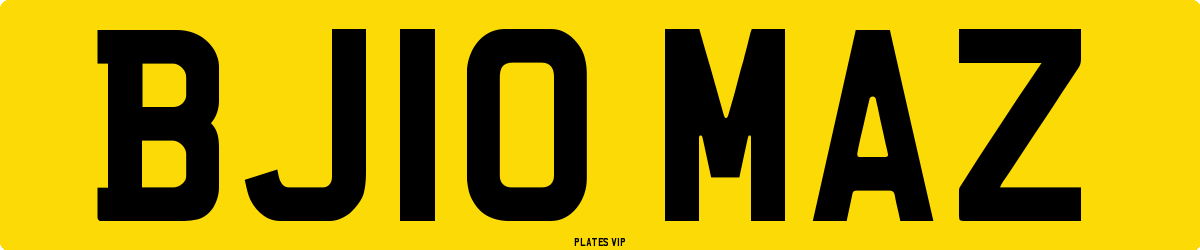 BJ10 MAZ Number Plate