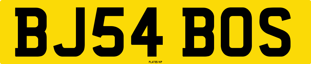 BJ54 BOS Number Plate
