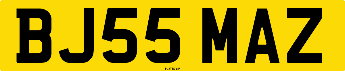 BJ55 MAZ Number Plate