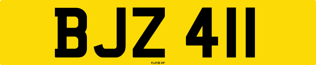 BJZ 411 Number Plate