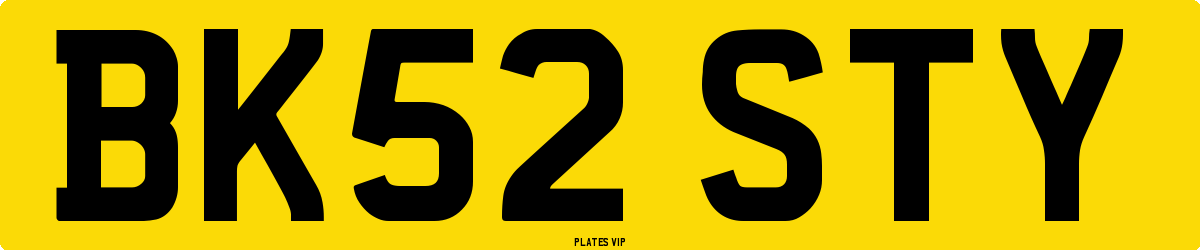 BK52 STY Number Plate