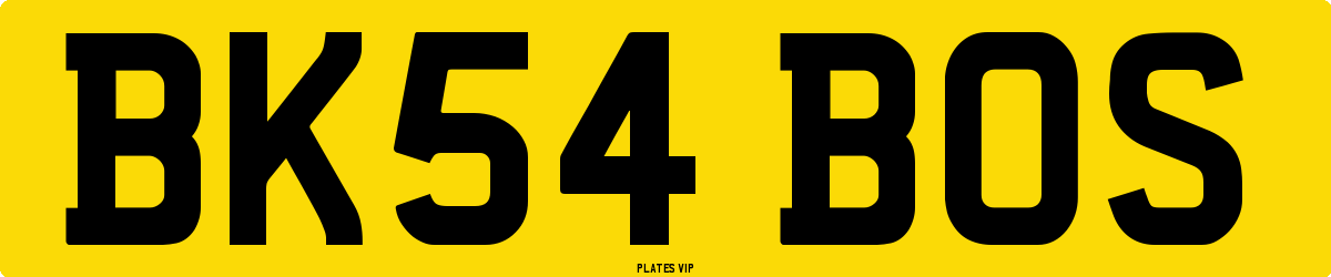 BK54 BOS Number Plate