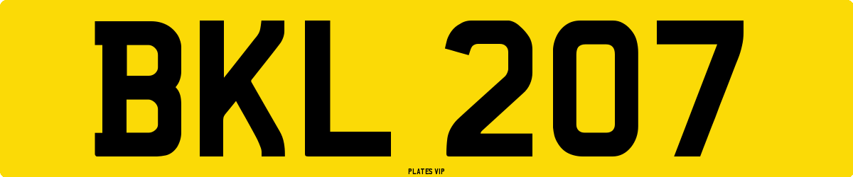 BKL 207 Number Plate