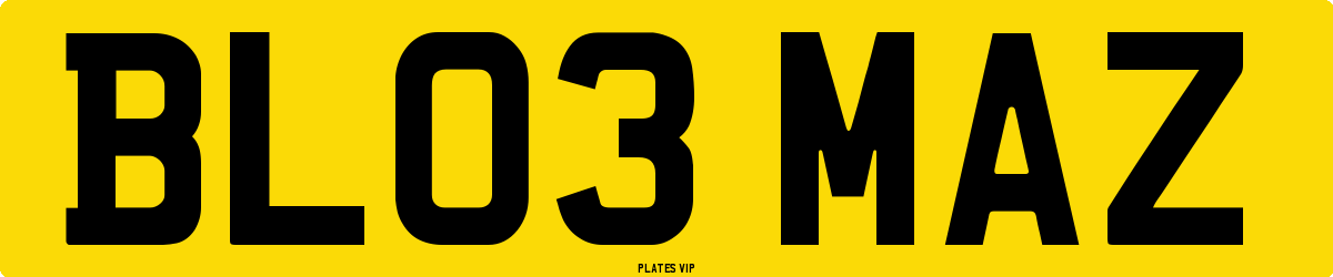 BL03 MAZ Number Plate