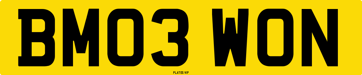 BM03 WON Number Plate