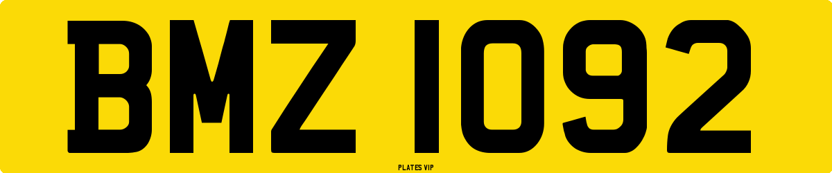 BMZ 1092 Number Plate