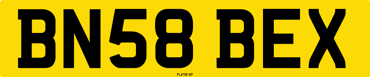 BN58 BEX Number Plate