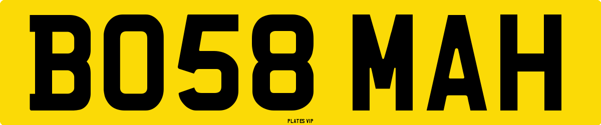 BO58 MAH Number Plate