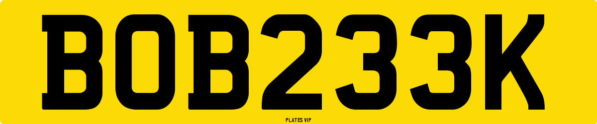 BOB233K Number Plate