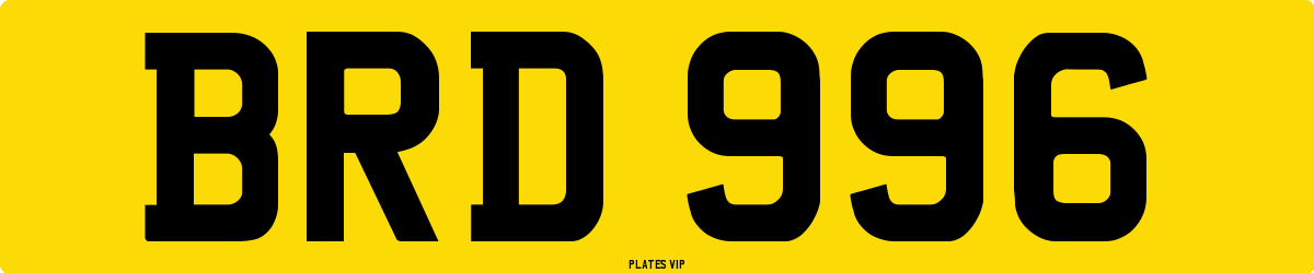 BRD 996 Number Plate