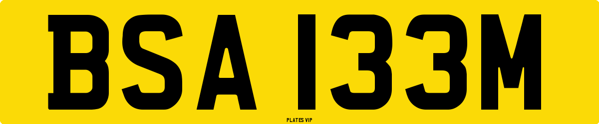BSA 133M Number Plate