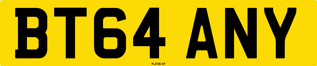 BT64 ANY Number Plate