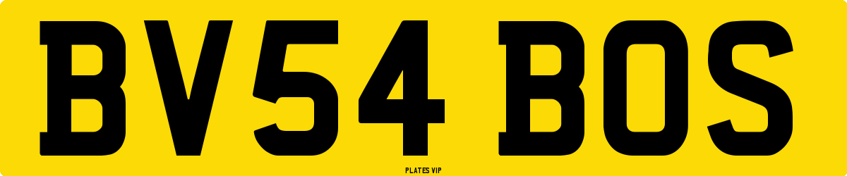 BV54 BOS Number Plate