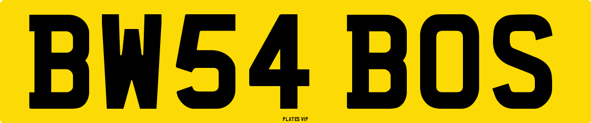BW54 BOS Number Plate