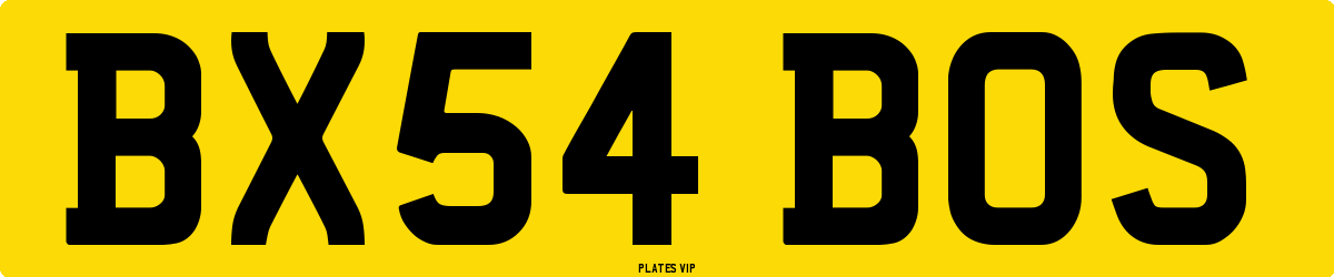 BX54 BOS Number Plate