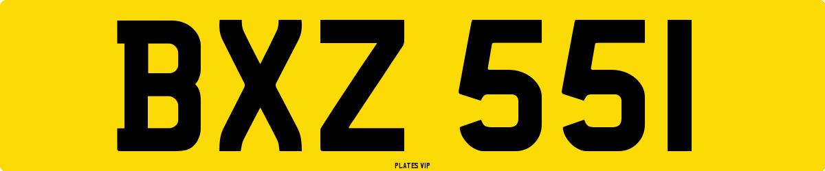 BXZ 551 Number Plate