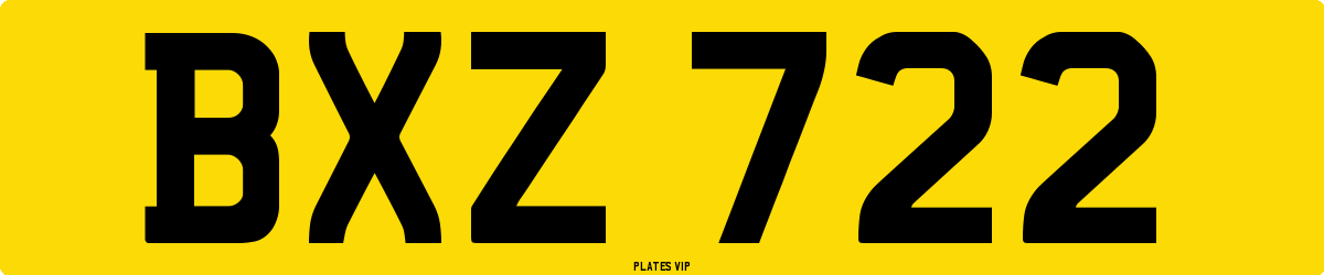 BXZ 722 Number Plate