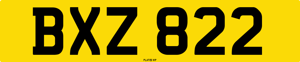 BXZ 822 Number Plate