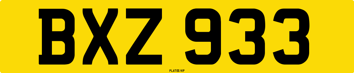 BXZ 933 Number Plate