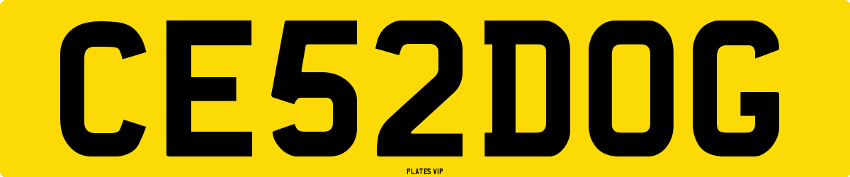 CE 52 DOG Number Plate