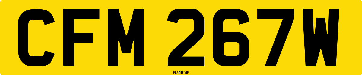CFM 267W Number Plate