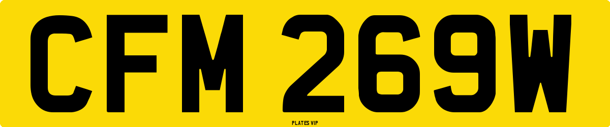 CFM 269W Number Plate