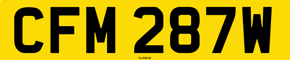 CFM 287W Number Plate