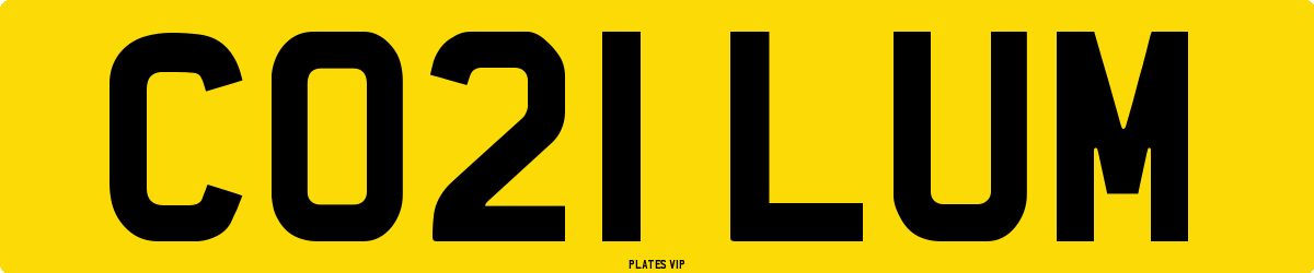 CO21 LUM Number Plate