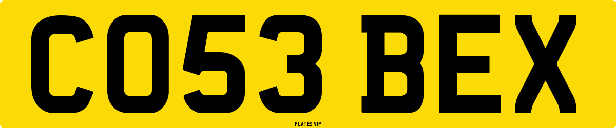 CO53 BEX Number Plate