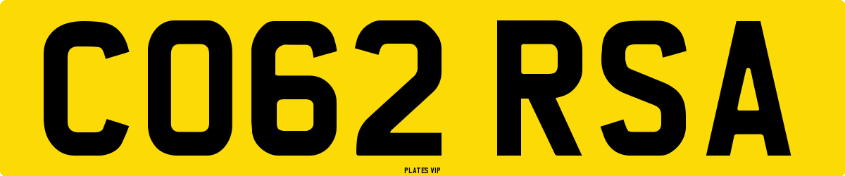 CO62 RSA Number Plate