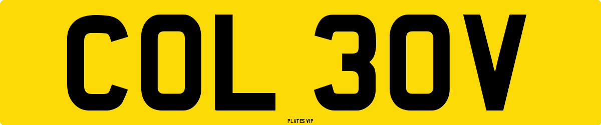 COL 30V Number Plate