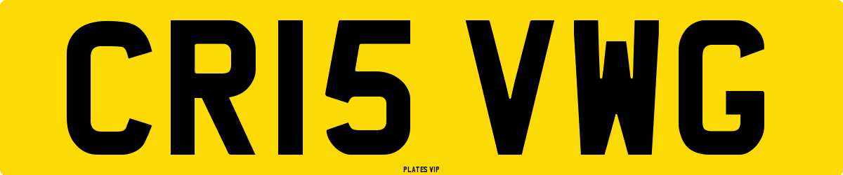CR15 VWG Number Plate