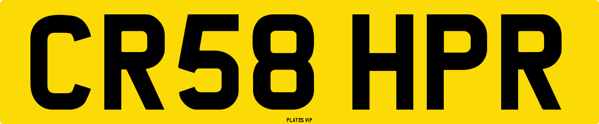 CR58 HPR Number Plate