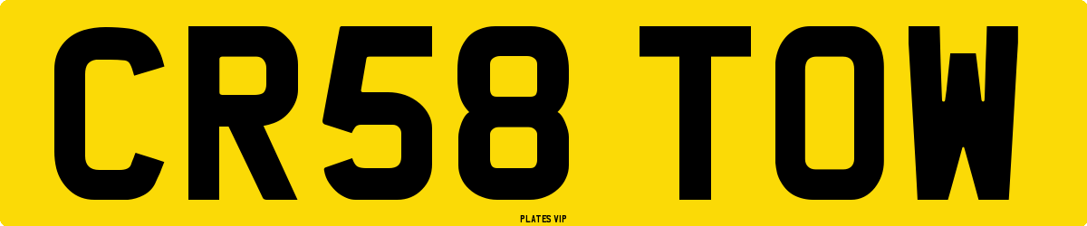 CR58 TOW Number Plate