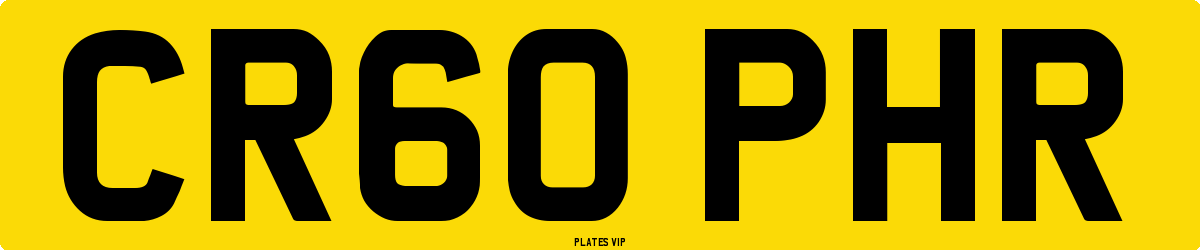 CR60 PHR Number Plate