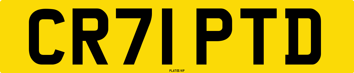 CR71 PTD Number Plate