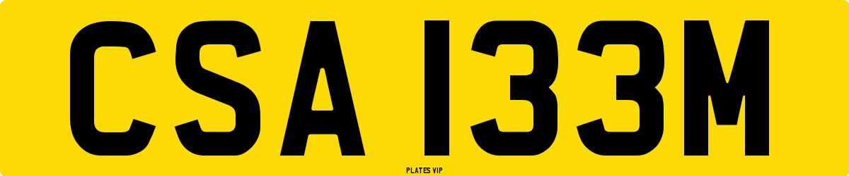 CSA 133M Number Plate